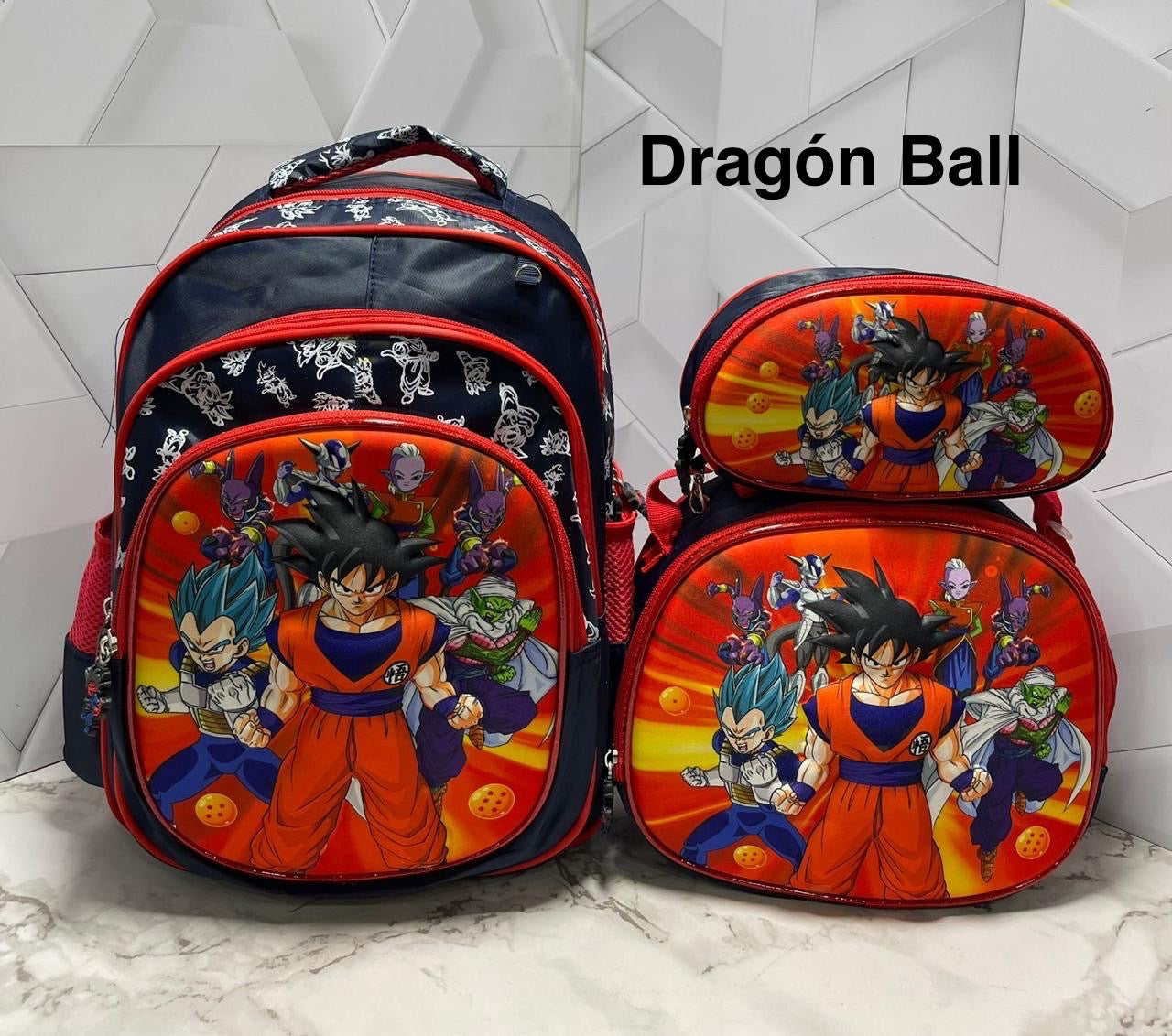 Trío 3D Morral + Lonchera + Cartuchera DE REGRESO A CLASES 📚📚📓📔📕📗📘