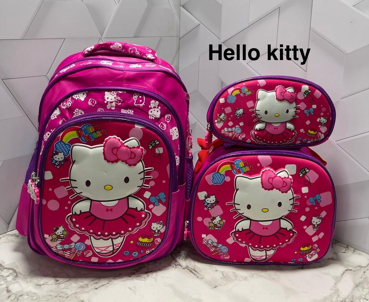 Trío 3D Morral + Lonchera + Cartuchera DE REGRESO A CLASES 📚📚📓📔📕📗📘